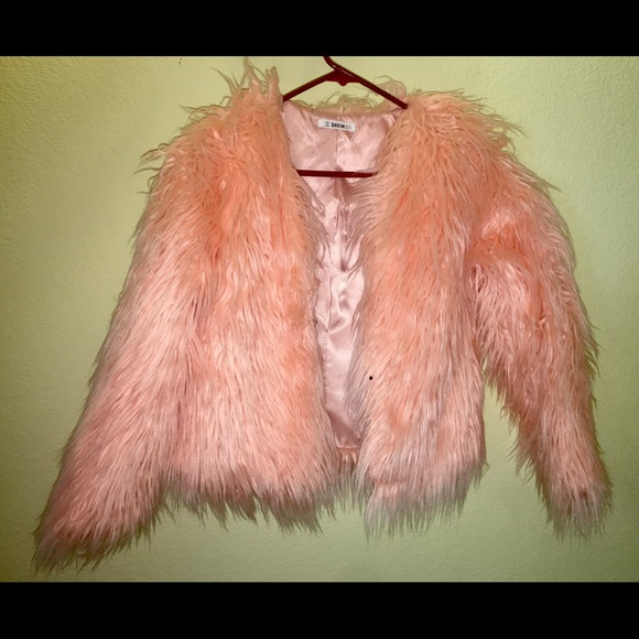 Pink Faux Fur Jacket coat size M Girls (10/12) - Picture 4 of 6